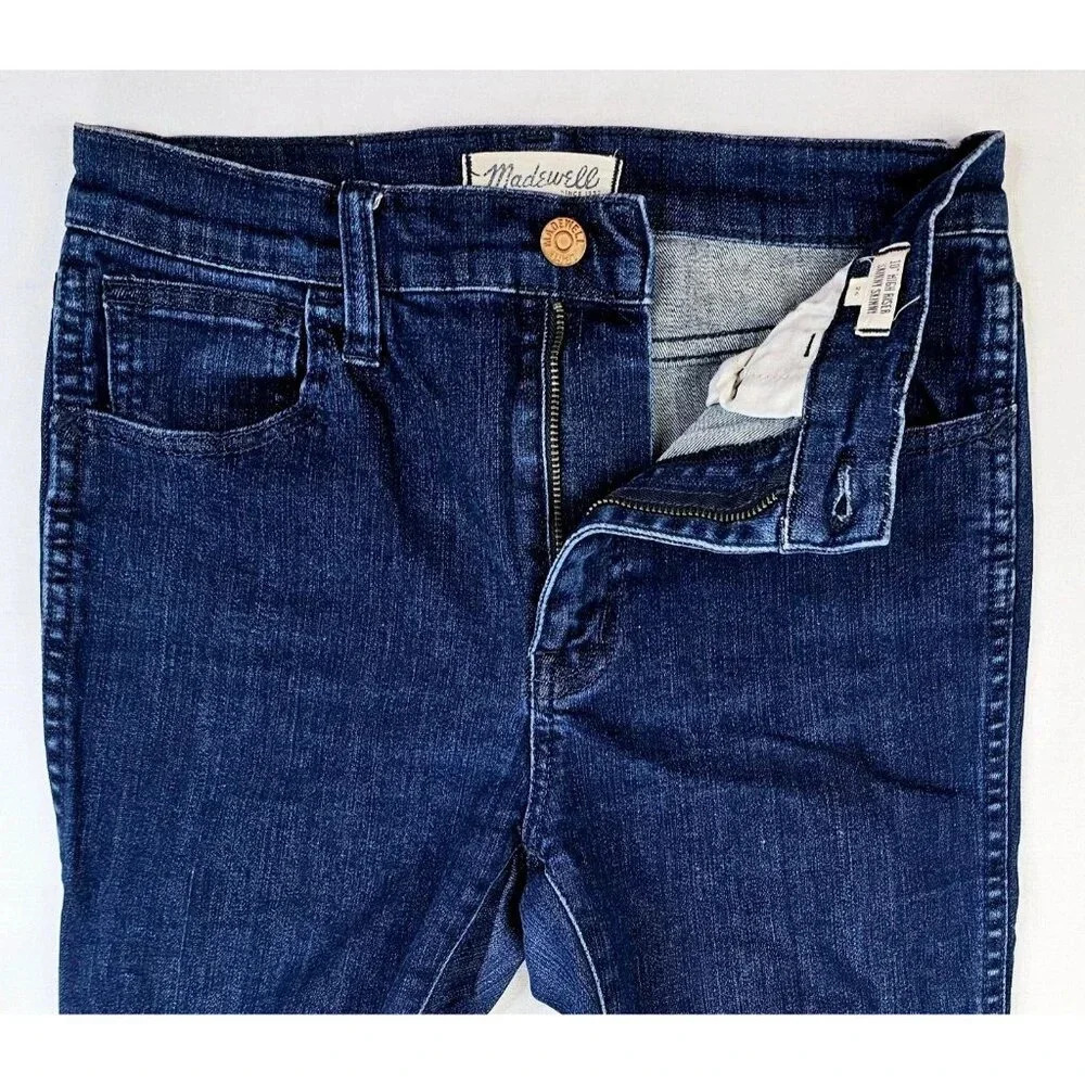 Madewell Size 26X28 Women's 10" High Rise Skinny Skinny Blue Denim Logo Jeans - Picture 9 of 11